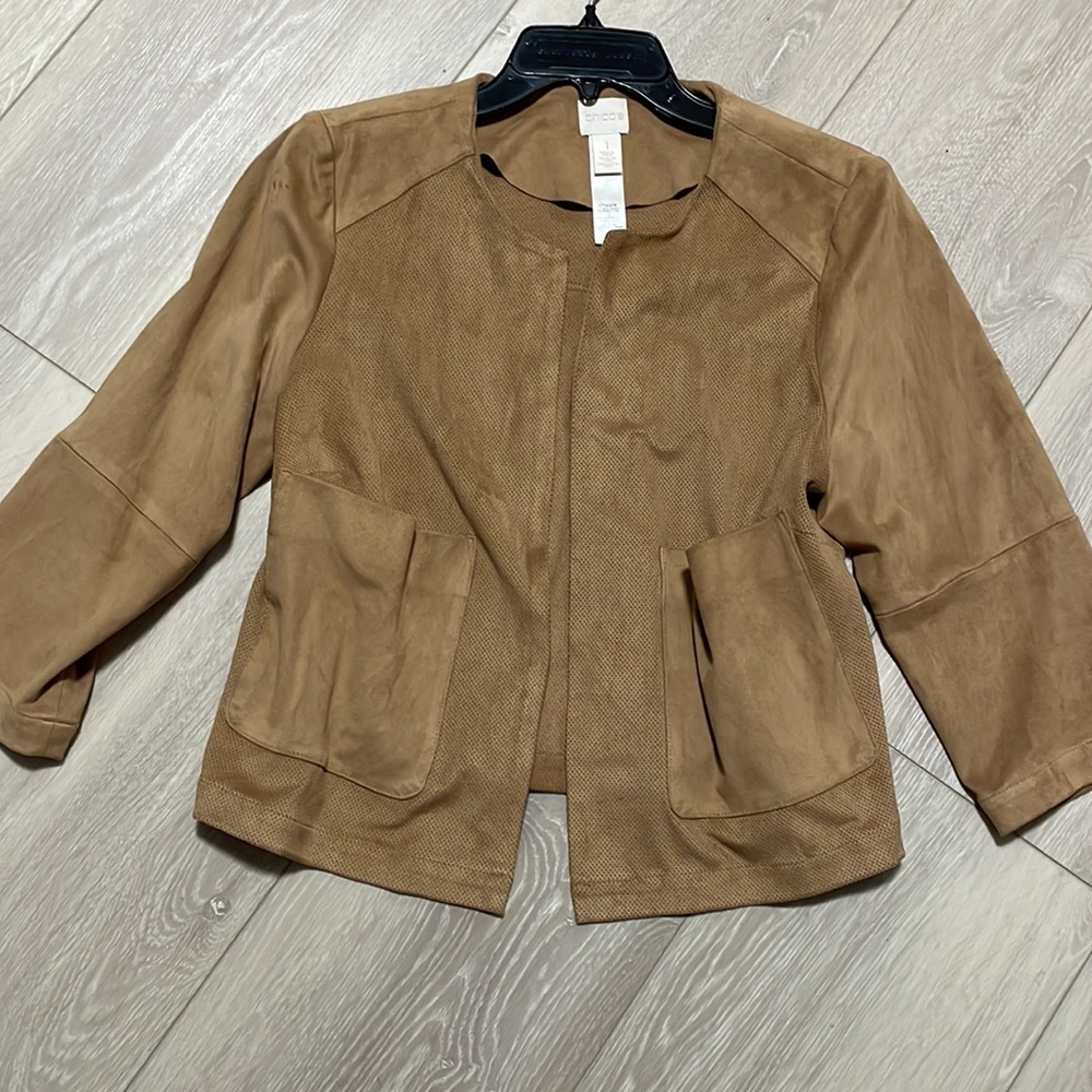 Chico’s suede open front cropped jacket
